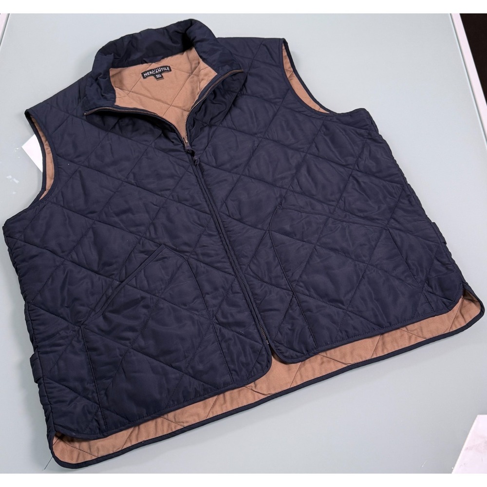 J.Crew Mercantile Quilted Full Zip Outerwear Vest Blue Mens - Size XXL